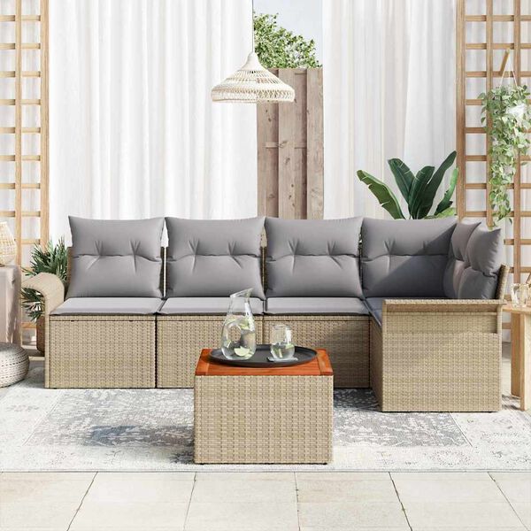 vidaXL Gartensofa-set 6 pcs Beige und Hellgrau Poly-Rattan