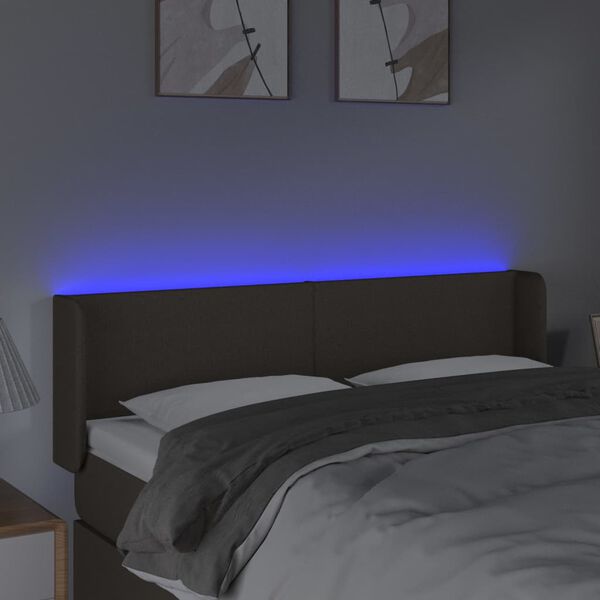 vidaXL LED Kopfteil Taupe 147x16x78/88 cm Stoff