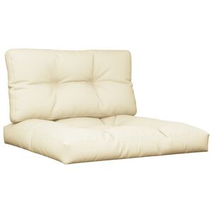 vidaXL Palettenkissen 2-tlg. Creme Stoff