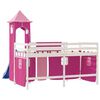vidaXL Kinderhochbett mit Turm Rosa 90x200 cm Massivholz Kiefer