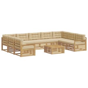 vidaXL Outdoor-Sofagarnitur 10 stk. Wei&szlig; und Beige Massivholz Akazie