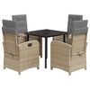 vidaXL 5-tlg. Garten-Essgruppe mit Kissen Beigemischung Poly Rattan
