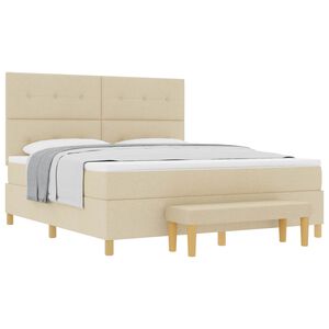 vidaXL Boxspringbett mit Matratze Creme 180 x 200 cm Stoff