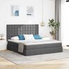 vidaXL Bett mit LED-Lichtleisten Dunkelgrau 200 x 200 cm Stoff