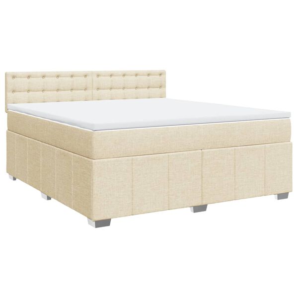 vidaXL Boxspringbett mit Matratze Creme 180x200 cm Stoff