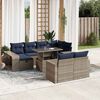 vidaXL 11-teiliges Gartensofa-Set mit Kissen, grau, Polyrattan