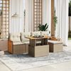 vidaXL 6-tlg. Garten-Sofagarnitur mit Kissen Beige Poly Rattan