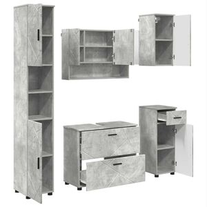 vidaXL Badezimmerm&ouml;bel-Set 5 stk. Beton Grau 35 x 30 x 192 cm