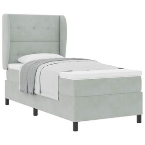 vidaXL Boxspringbett mit Matratze Hellgrau 200 x 100 cm Polyester