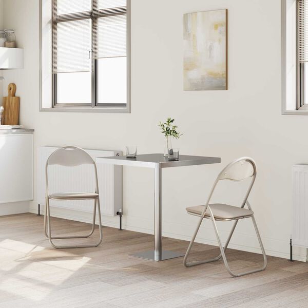 vidaXL Klappstuhl 2 pcs Sand 48 x 43,5 x 81 cm Kunstleder