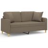 vidaXL 2-Sitzer-Sofa mit Kissen Taupe 140 cm Stoff