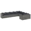 vidaXL 9-tlg. Garten-Sofagarnitur mit Kissen Grau Poly Rattan