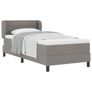vidaXL Boxspringbett mit Matratze mit Kopfteil Taupe 90 x 190 cm Stoff