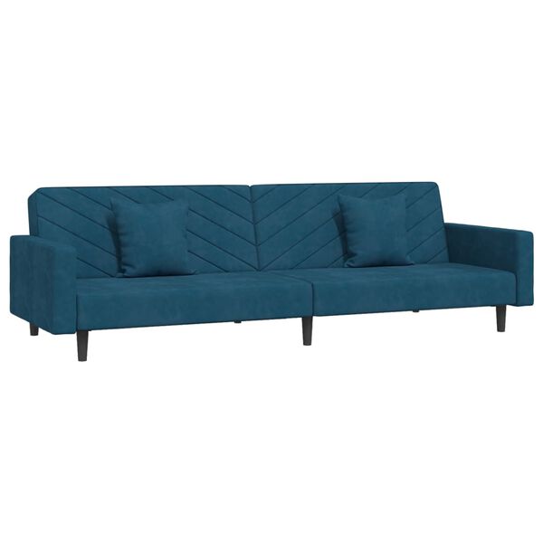 vidaXL Schlafsofa 2-Sitzer mit 2 Kissen Blau Samt