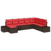vidaXL Gartensofa-set 8 stk. Braun und Rot Poly-Rattan