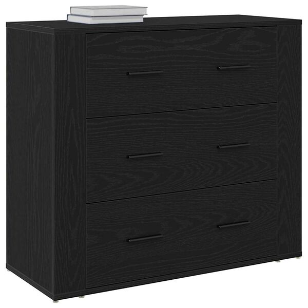 vidaXL Sideboard Schwarz Eichen-Optik 80 x 33 x 70 cm Holzwerkstoff