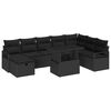vidaXL Garten-Sofa-Set mit Kissen 9 pcs Schwarz Poly Rattan