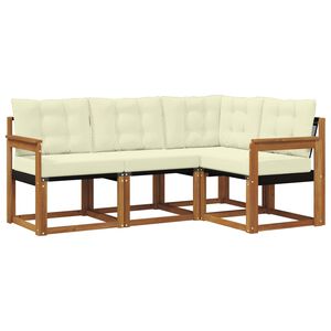 vidaXL Outdoor-Sofagarnitur mit Kissen 4 pcs Natur und Creme