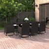 vidaXL 9-tlg. Garten-Essgruppe mit Kissen Poly Rattan und Glas