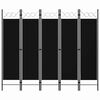 vidaXL 5-tlg. Raumteiler Schwarz 200 x 180 cm