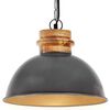 vidaXL H&auml;ngelampe Industriestil Grau Rund 32 cm E27 Mango Massivholz