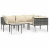 vidaXL 5-tlg. Garten-Lounge-Set mit Kissen Grau Poly Rattan