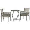 vidaXL Garten Bistro Set 3 stk. Grau Poly-Rattan