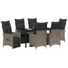 vidaXL Garten Essgruppe mit Kissen 7 pcs Grau Poly-Rattan