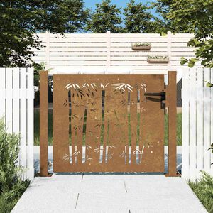 vidaXL Gartentor 100x100 cm Cortenstahl Bambus-Design