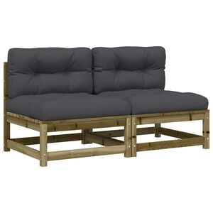 vidaXL Gartensofas ohne Armlehnen mit Kissen 2 Stk. Kiefernholz