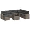 vidaXL 9-tlg. Garten-Sofagarnitur mit Kissen Grau Poly Rattan