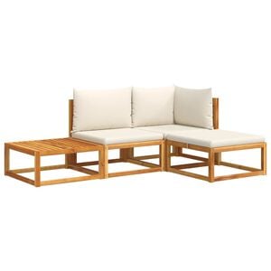 vidaXL 4-tlg. Gartensofa-Set mit Kissen Holz Akazie & Rattan