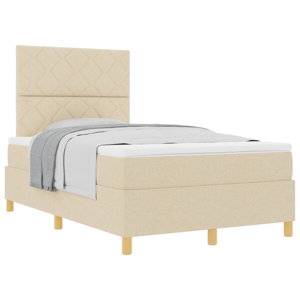 vidaXL Boxspringbett mit Matratze Creme 120 x 200 cm Stoff