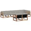 vidaXL Outdoor-Sofagarnitur mit Kissen 8 pcs Nat&uuml;rlich und Hellgrau