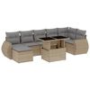 vidaXL 8-tlg. Garten-Sofagarnitur mit Kissen Beige Poly Rattan