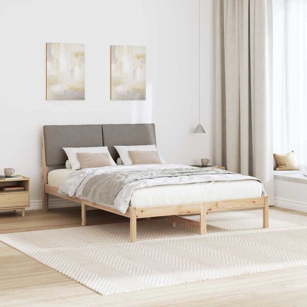vidaXL Bettgestell Braun und Taupe 140 x 200 cm Massivholz Kiefer