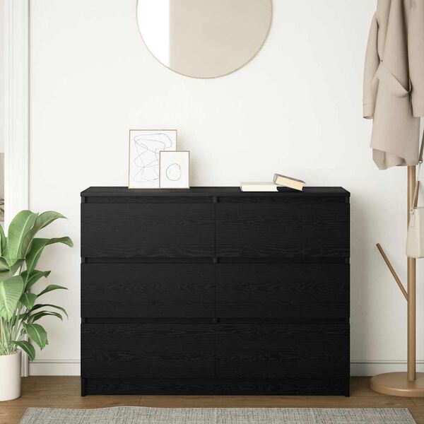 vidaXL Sideboard Schwarz Eichen-Optik 100x35x76 cm Holzwerkstoff