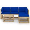 vidaXL 6-tlg. Garten-Lounge-Set mit Blauen Kissen