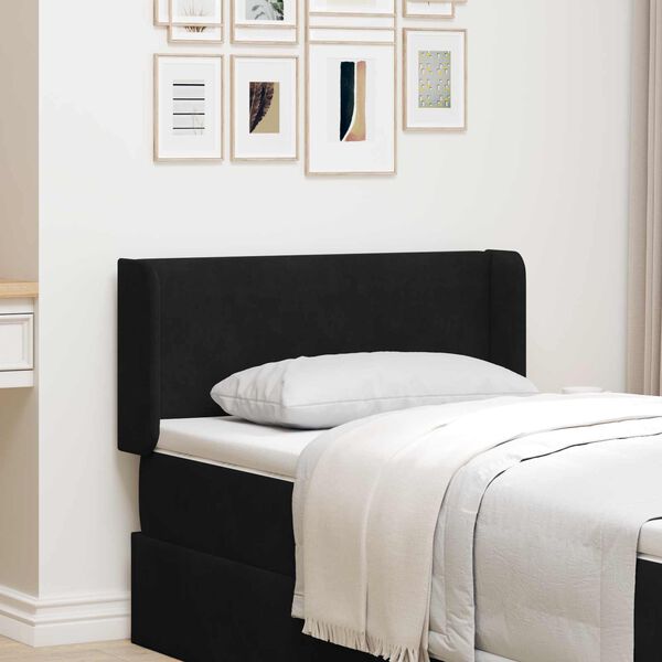 vidaXL Kopfteil Ohr Schwarz 40,5 x 40,5 x 4 cm Samt