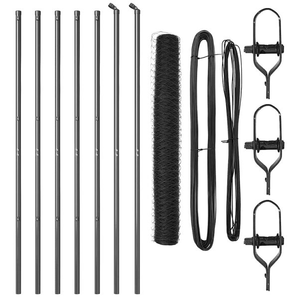 vidaXL Zaunpfosten Grau 10 x 1,2 m (36 mm Netz) Stahl und PVC