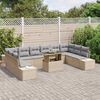 vidaXL Garten-Sofa-Set mit Speicher 11 pcs Beige Poly Rattan