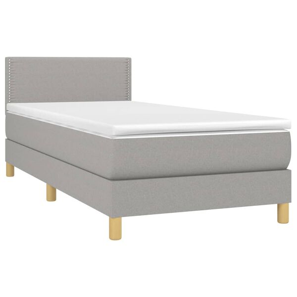 vidaXL Boxspringbett mit Matratze Hellgrau 100x200 cm Stoff