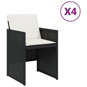 vidaXL Gartenst&uuml;hle mit Kissen 4 Stk. Schwarz Poly Rattan