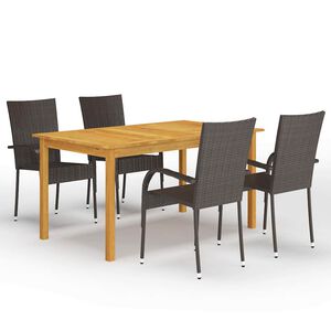 vidaXL 5-tlg. Garten-Essgruppe Braun