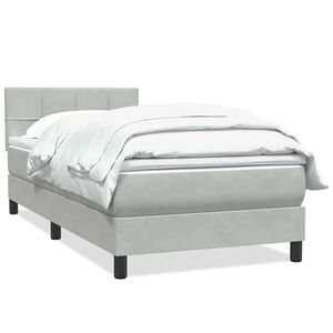 vidaXL Boxspringbett mit Matratze Hellgrau 80x220 cm Samt