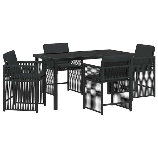 vidaXL Garten Essgruppe 5 pcs Schwarz Poly-Rattan