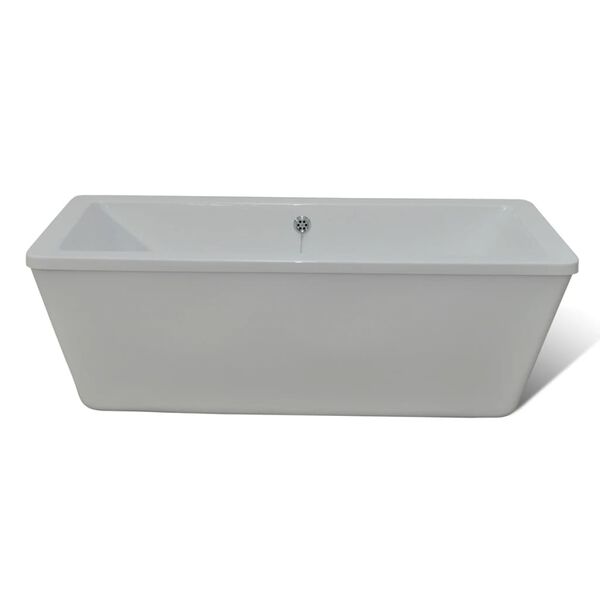 Freistehende Badewanne Acryl Wei&szlig; Quadratisch inkl. &Uuml;berlauf