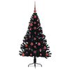 vidaXL K&uuml;nstlicher vorbeleuchteter Weihnachtsbaum Schwarz 120 cm PVC