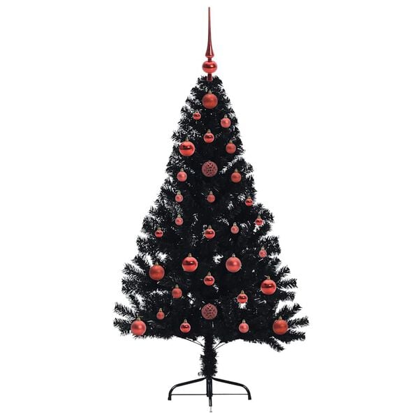 vidaXL K&uuml;nstlicher vorbeleuchteter Weihnachtsbaum Schwarz 120 cm PVC