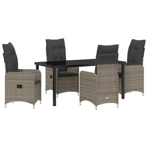 vidaXL Garten Essgruppe mit Kissen 5 pcs Grau Poly Rattan